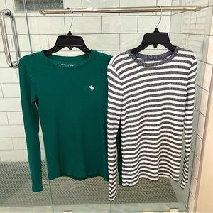 Abercrombie kids bundle 2 long sleeve ribbed soft shirts in size 15/16.